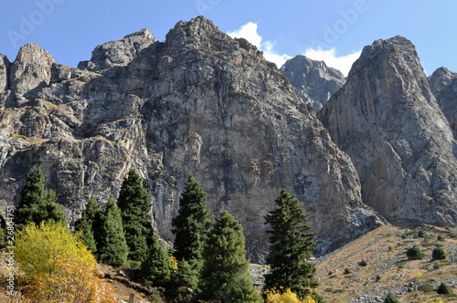 Rocks and cliffs in tien shan mountains near almaty kazakhstan