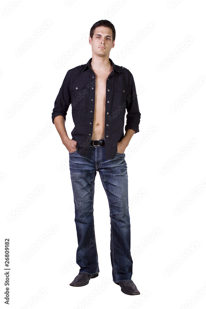 Portrait of handsome male model isolated on white background Portrait of handsome male model isolated on white background