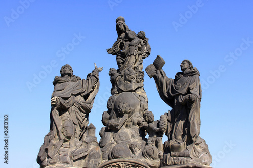 Baroque Statue on the Charles Bridge in Prague
