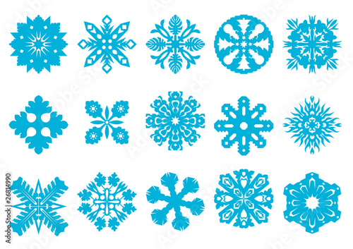 15 Vector Snowflakes Set