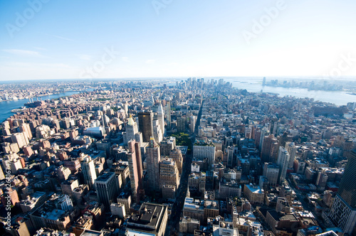 New York city panorama with tall skyscrapers