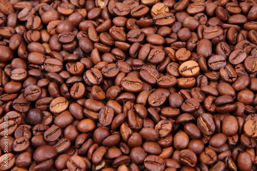Coffee beans in close up - background