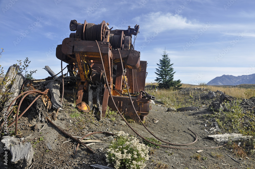 Logging equipment destroyed in Mt. St. Helens erruption