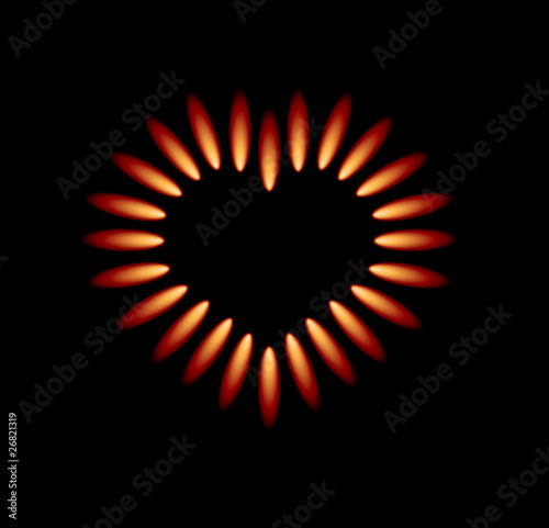 Vector gas stove with red flames