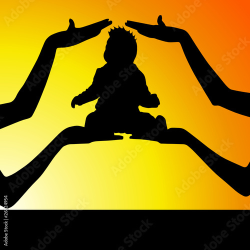 babe in arm vector illustration