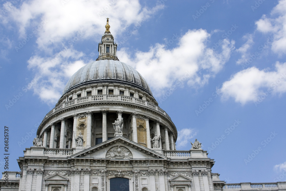 Domed roof of St Pauls Cathedral, London, England..