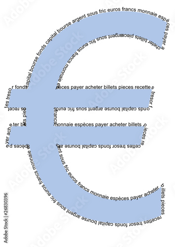 Symbole Euro bleu Mots