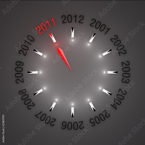 Clock Of Years With Clock Hand Reaching At 2011 Year Number
