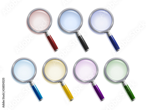 Set of colored magnifying glasses