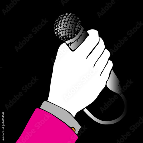 hand holding microphone illustration