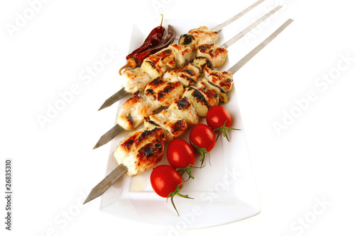 chicken shish kebab with vegetables