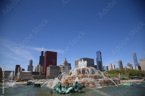 Chicago Skyline and Buckingham Fountain
