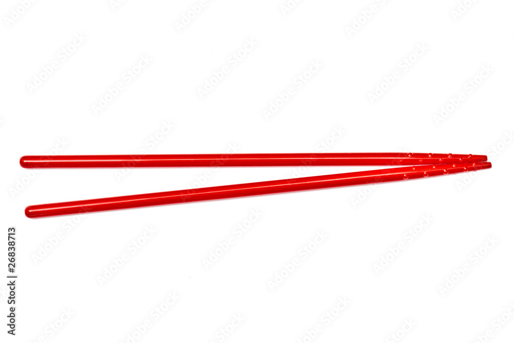 Red chopsticks isolated on white Red chopsticks isolated on white