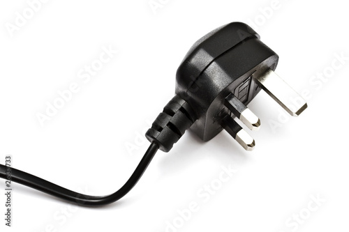 UK three pin electric plug isolated on white photo