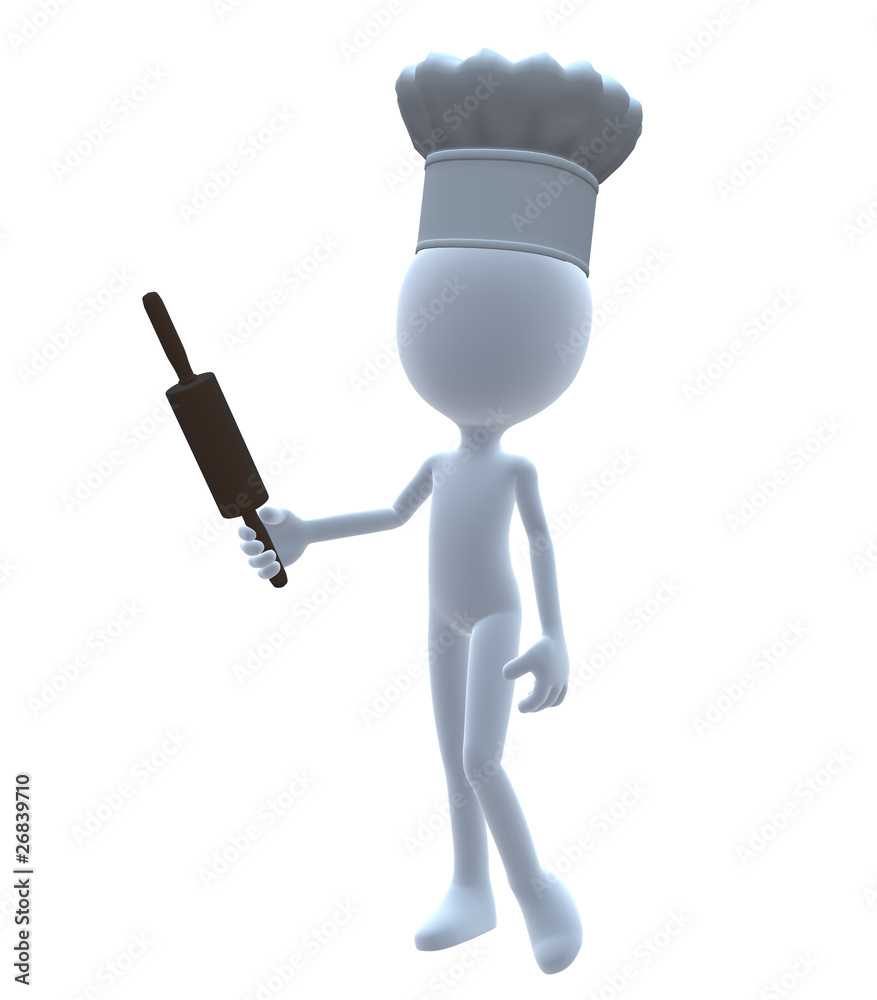 3D Chef With A Rolling Pin