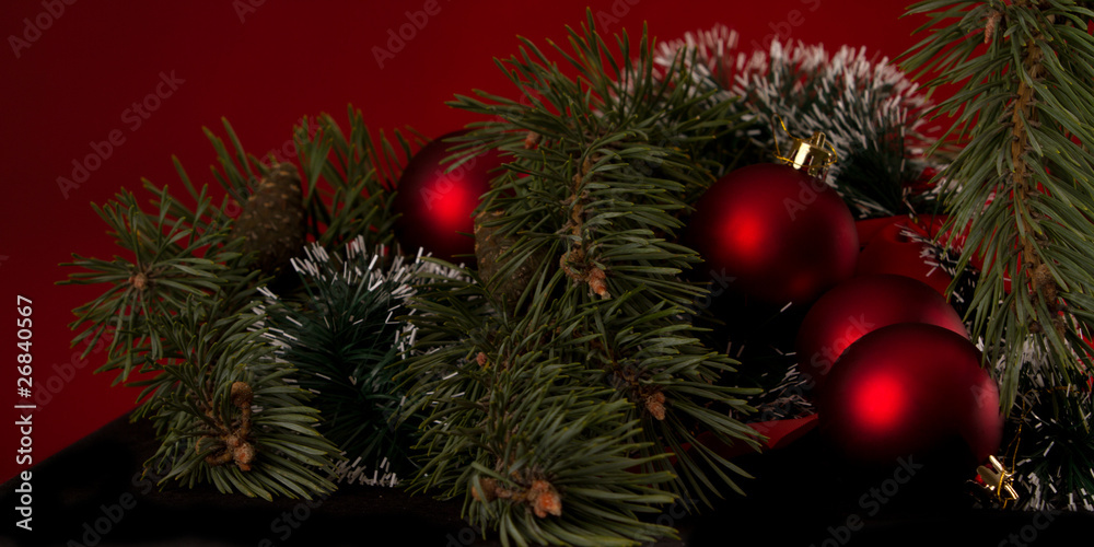 Christmas decoration and real christmas tree