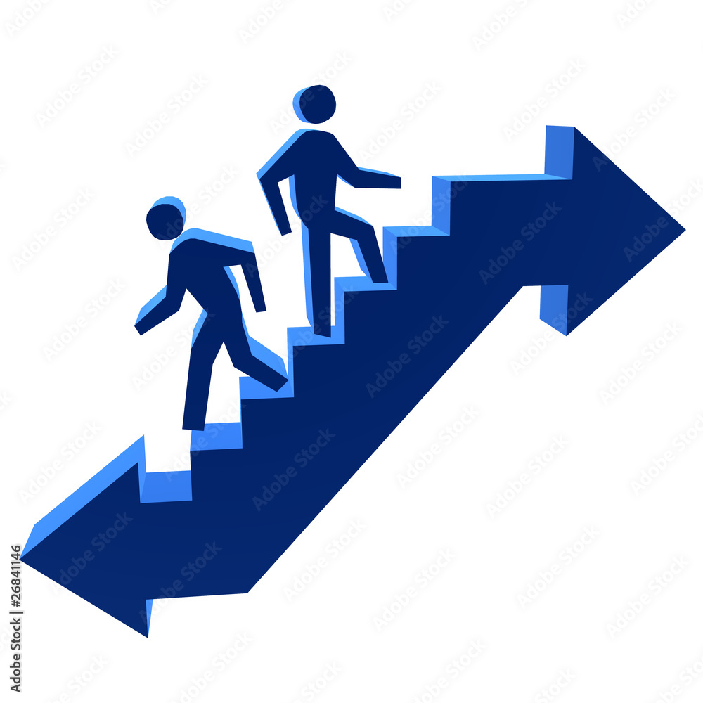 3D Men Walking Up & Down The Stairs 3D Men Walking Up & Down The Stairs