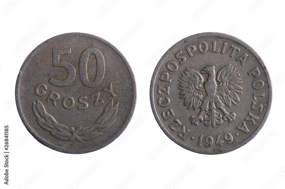 Naklejka premium Poland coins macro