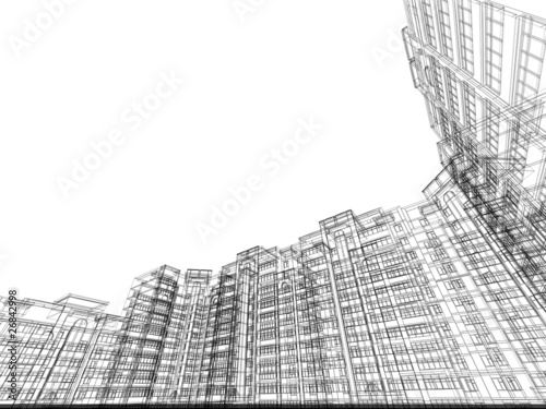 Abstract architectural 3D construction. Modern architecture.