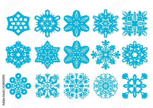 15 Vector Snowflakes Set