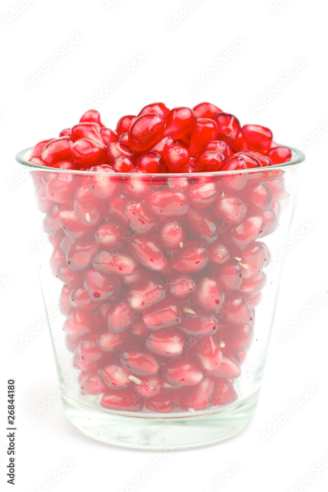 Pomegranate seeds in a glass Pomegranate seeds in a glass