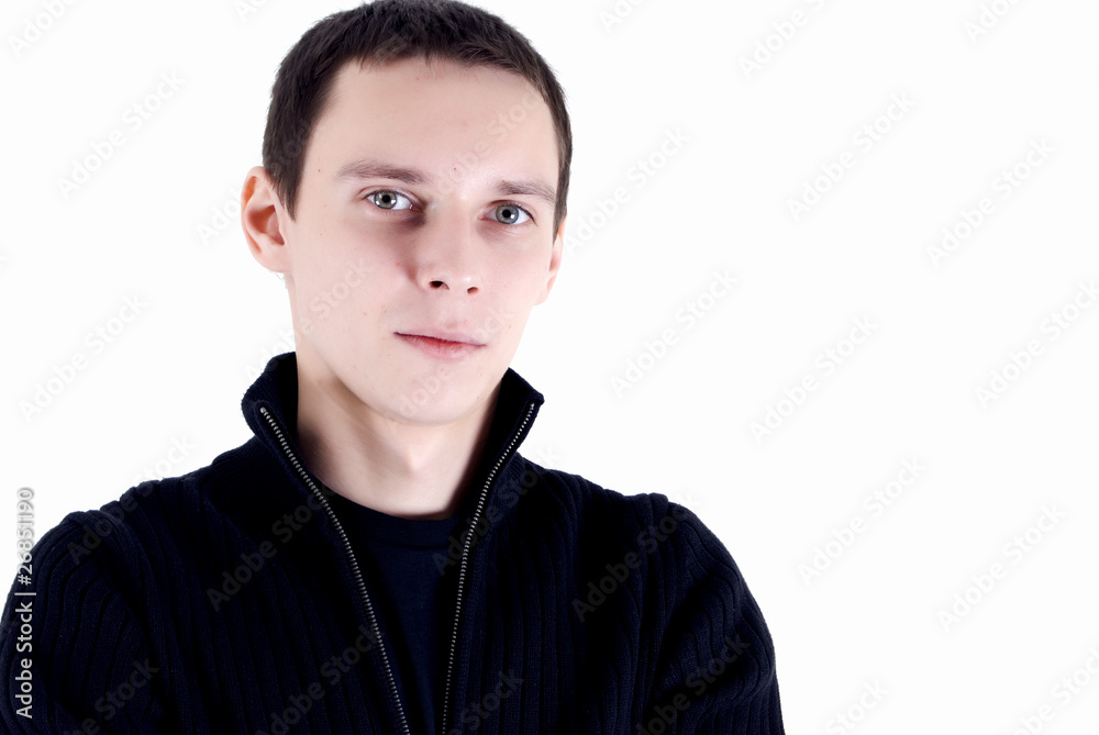Portrait of a young serious dark-haired man Portrait of a young serious dark-haired man