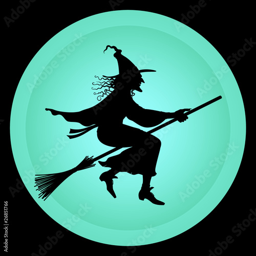 Silhouette of a Witch against the full moon