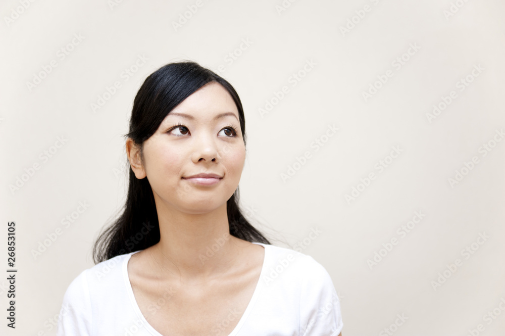 portrait of beautiful japanese girl thinking portrait of beautiful japanese girl thinking