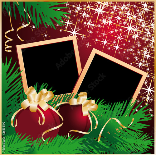 Framework for christmas congratulations with xmas balls. vector