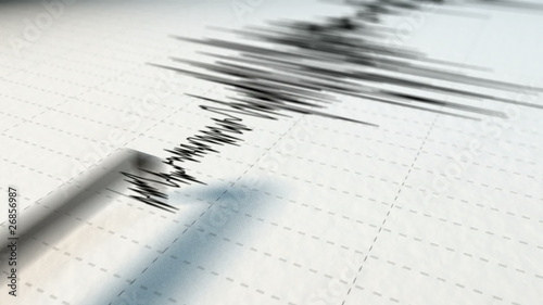 A close view of a seismograph arrow. photo