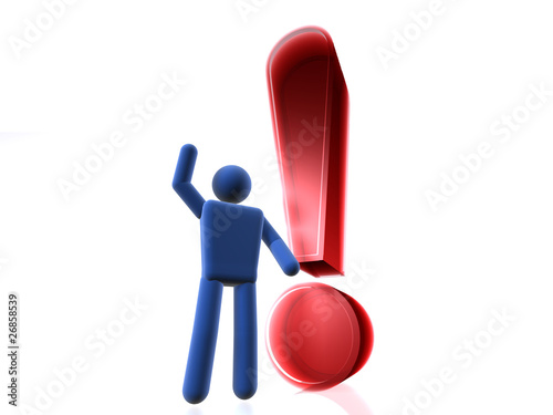 Eureka! - 3D figure standing next to an exclamation mark