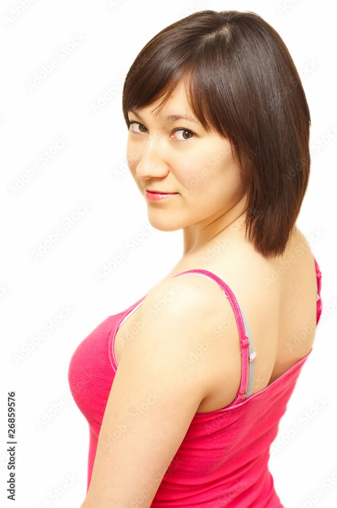 portrait of a young beautiful woman isolated on white background portrait of a young beautiful woman isolated on white background