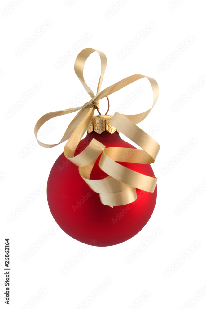 Red satin Christmas ball (with clipping path) Red satin Christmas ball (with clipping path)