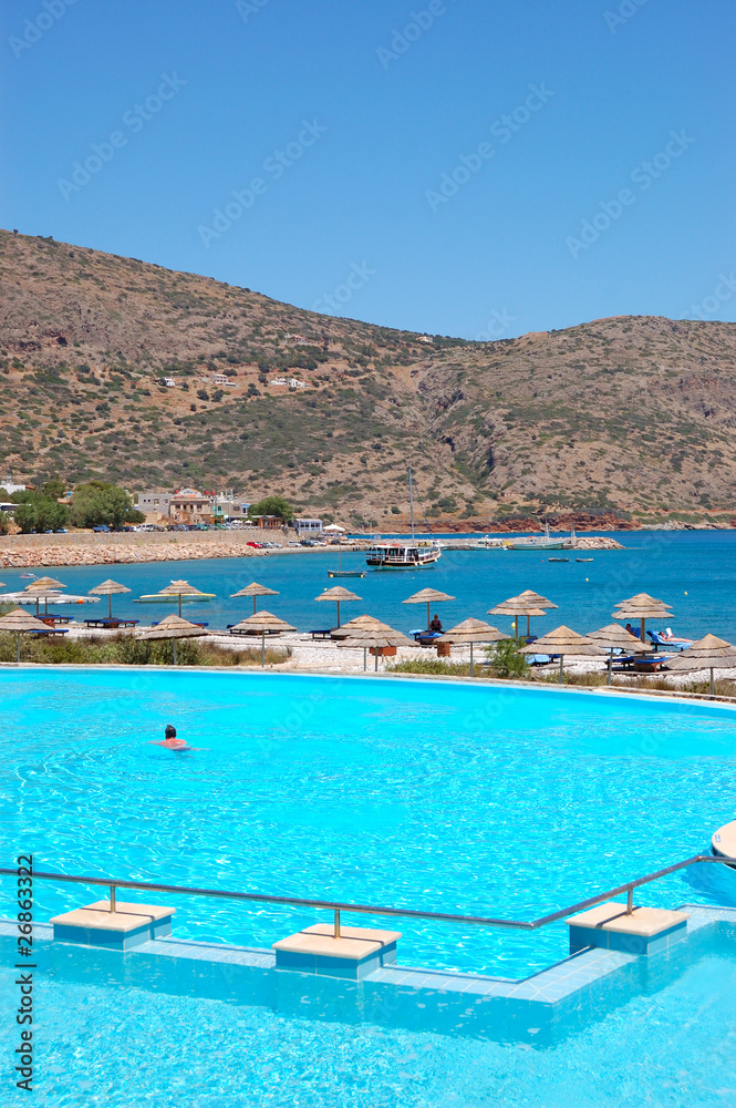 The Swimming pool and beach, Crete, Greece