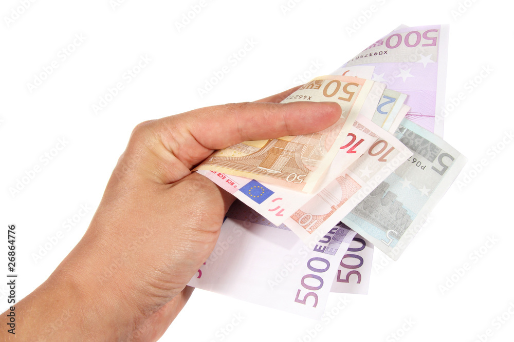 Hand holding euro bills