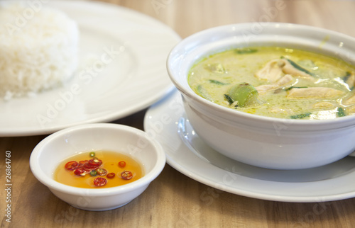 Green curry with rice