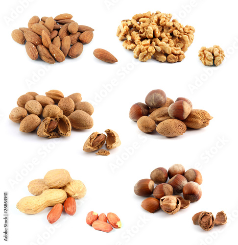 Assorted nuts, isolated on white background