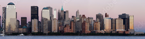 Manhattan Financial District at sunset panorama from Jersey city