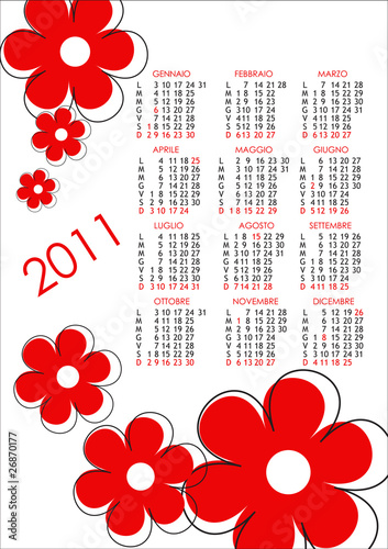 Calendario 2011 fiori rossi