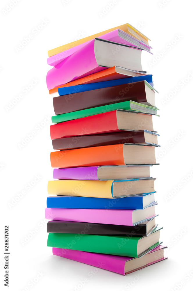stack of color books on white background stack of color books on white background