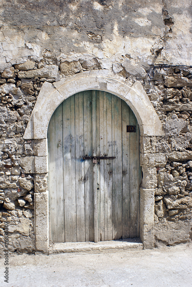 Traditional greek old door on Crete island, Greece