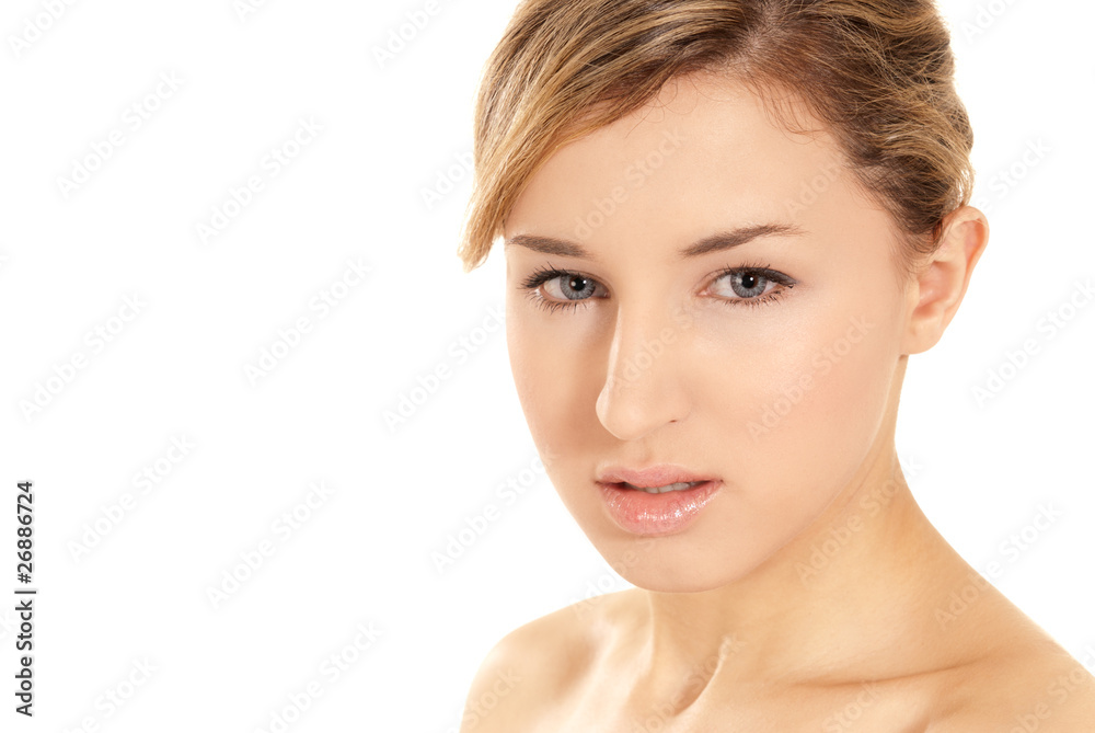 Young beautiful woman glamour beauty shot isolated on white Young beautiful woman glamour beauty shot isolated on white