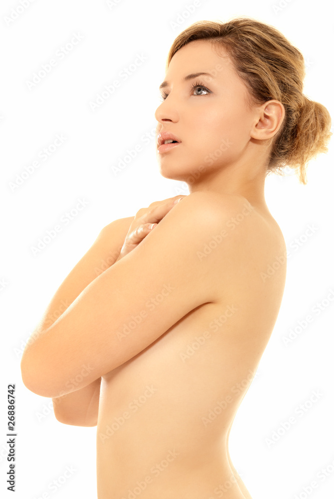 Fototapeta premium Young beautiful woman glamour beauty shot isolated on white