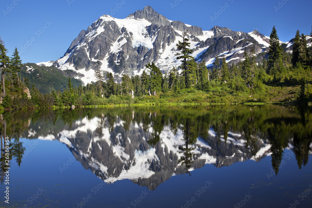 Mirror Image Reflection Lake Mount Shuksan Washington State