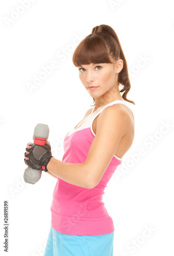 fitness instructor with dumbbells