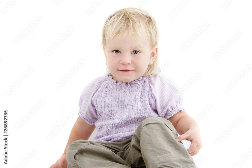 studio portrait of cute toddler girl over white studio portrait of cute toddler girl over white