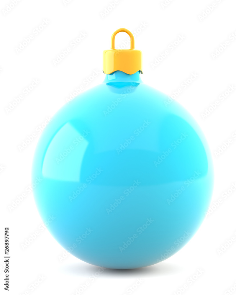 Blue Christmas bauble isolated on white background Blue Christmas bauble isolated on white background