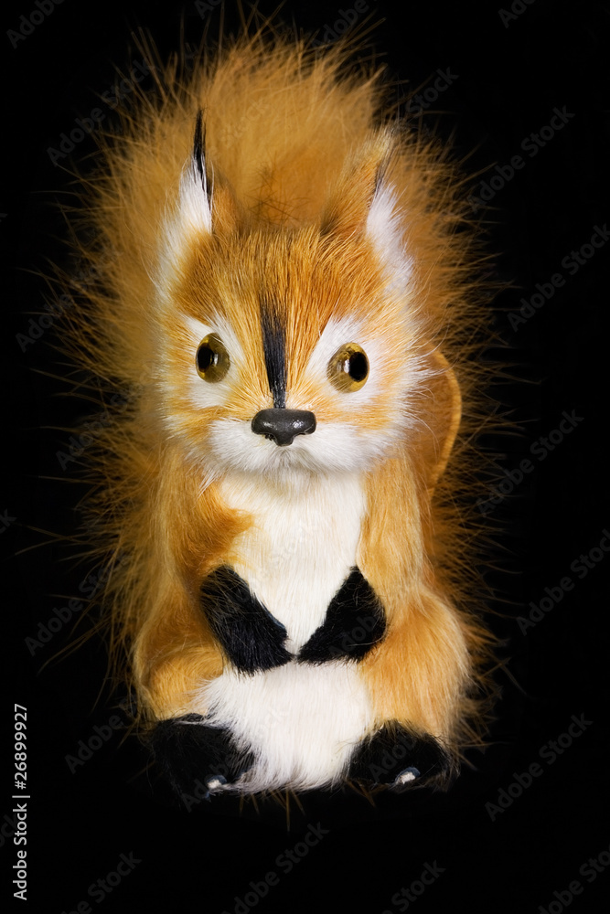 Obraz premium Figurine squirrel macro isolated on black