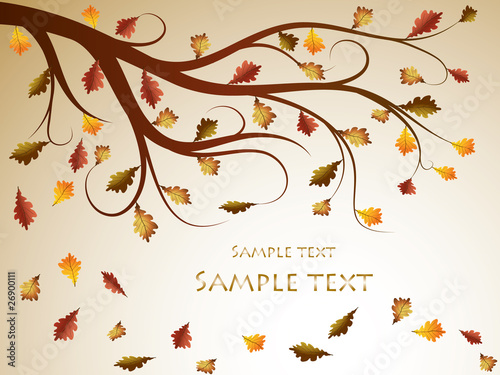 Vector autumn composition with falling leaves