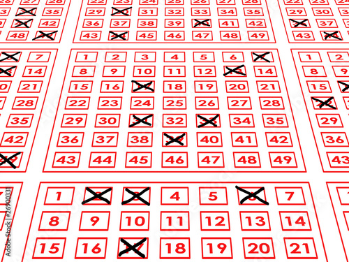 Close-up sur une grille de loto cochée